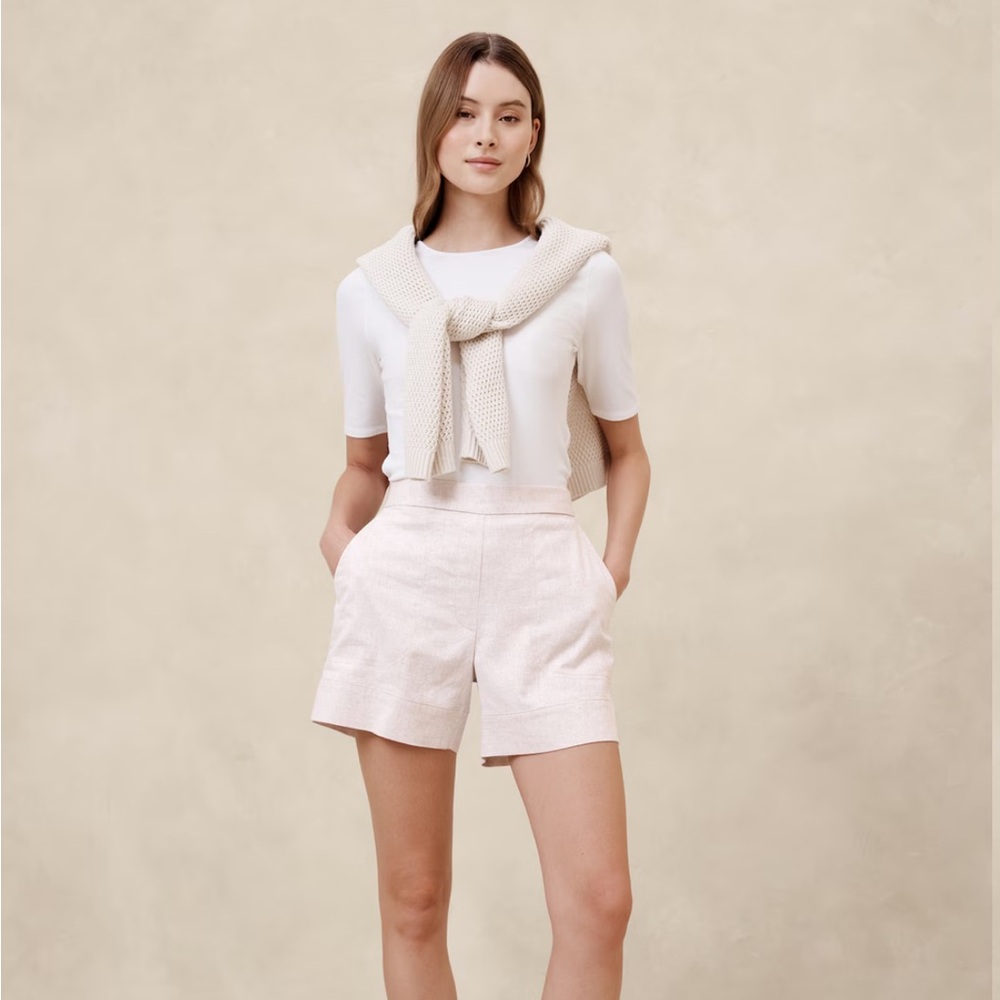 Banana Republic Factory High-Rise Linen Blend Pull-On Shorts SIZE SP